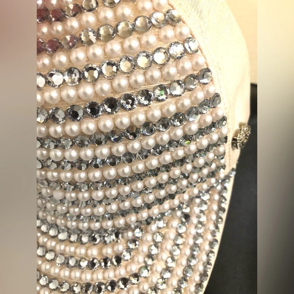 Juicy Couture light pink champagne shimmery pearls and crystals baseball cap new